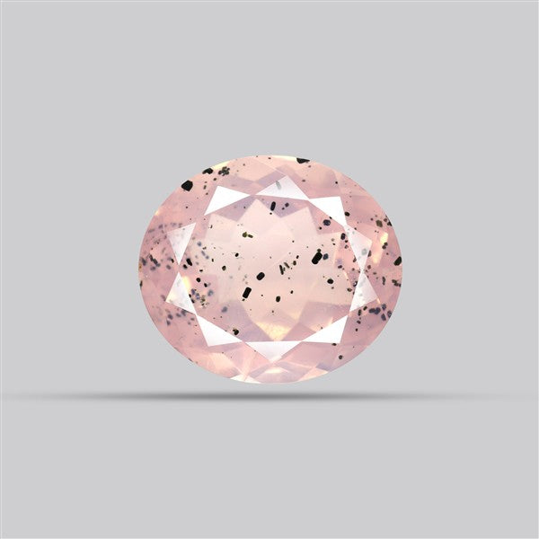 Diopside in Rose Quartz Faceted Fine Gemstone