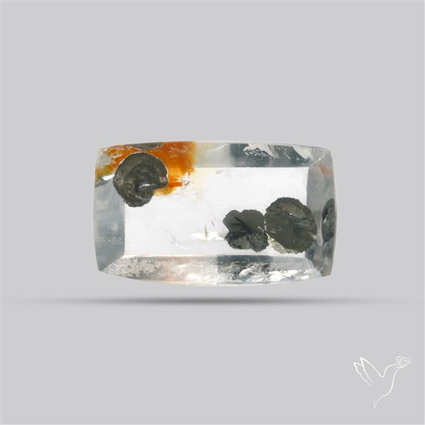 Rare Pyrite and Iron Included Quartz Cabochon