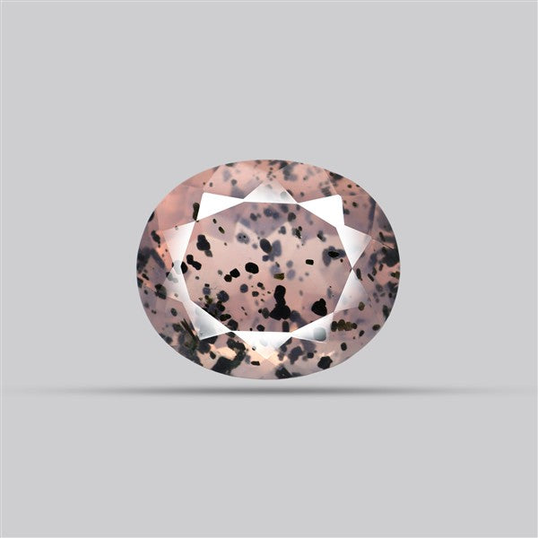 Diopside in Rose Quartz Faceted Fine Gemstone