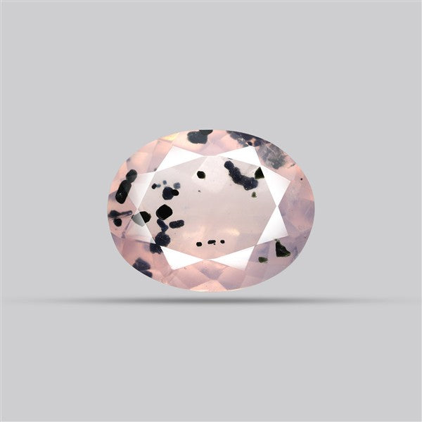 Diopside in Rose Quartz Faceted Fine Gemstone