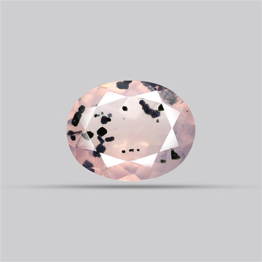 Diopside in Rose Quartz Faceted Fine Gemstone