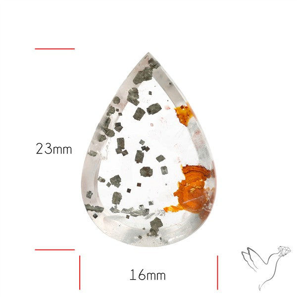 Rare Pyrite and Iron Included Quartz Cabochon