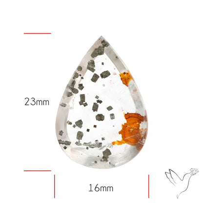 Rare Pyrite and Iron Included Quartz Cabochon