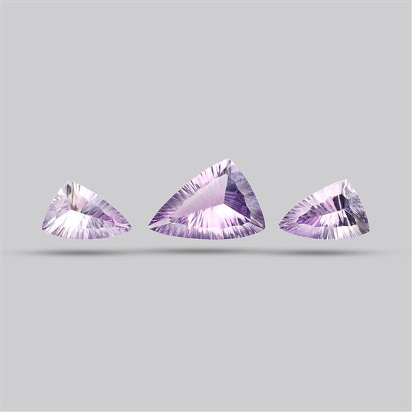 Rose de France Amethyst Set Millenium Cut Faceted Fine Gemstone