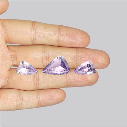 Rose de France Amethyst Set Millenium Cut Faceted Fine Gemstone