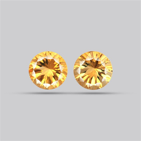 Millennium Cut Citrine Pair Faceted Fine Gemstone