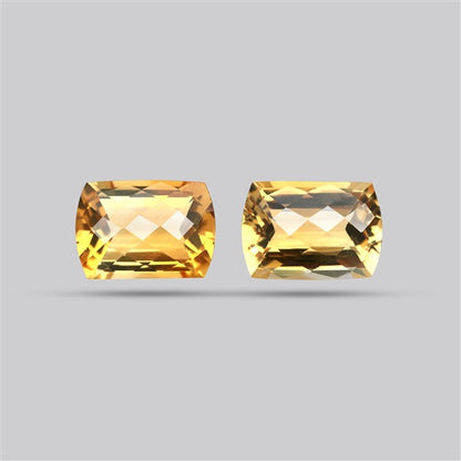 Citrine Pair Checker Cut Faceted Fine Gemstone