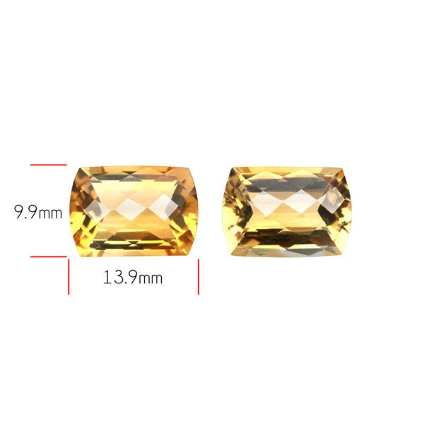Citrine Pair Checker Cut Faceted Fine Gemstone