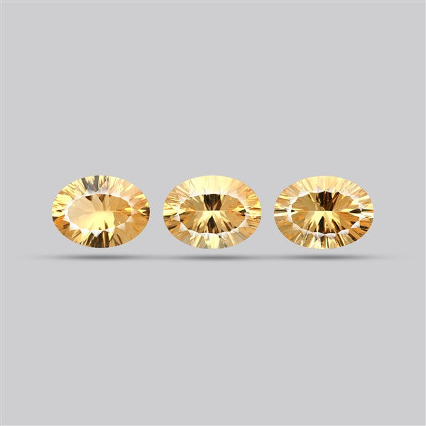 Millennium Cut Citrine Pair Faceted Fine Gemstone Set