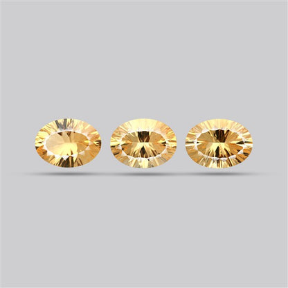 Millennium Cut Citrine Pair Faceted Fine Gemstone Set
