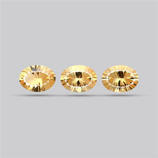 Millennium Cut Citrine Pair Faceted Fine Gemstone Set