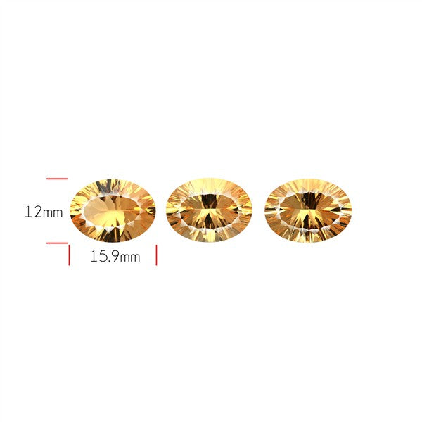 Millennium Cut Citrine Pair Faceted Fine Gemstone Set