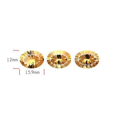 Millennium Cut Citrine Pair Faceted Fine Gemstone Set