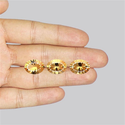 Millennium Cut Citrine Pair Faceted Fine Gemstone Set