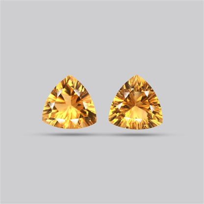 Millennium Cut Citrine Pair Faceted Fine Gemstone