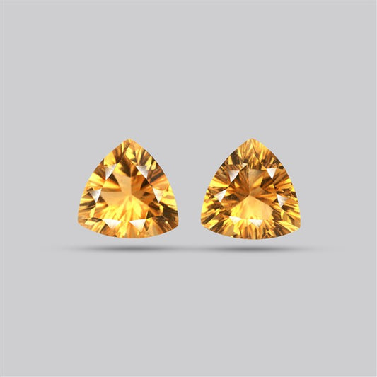 Millennium Cut Citrine Pair Faceted Fine Gemstone