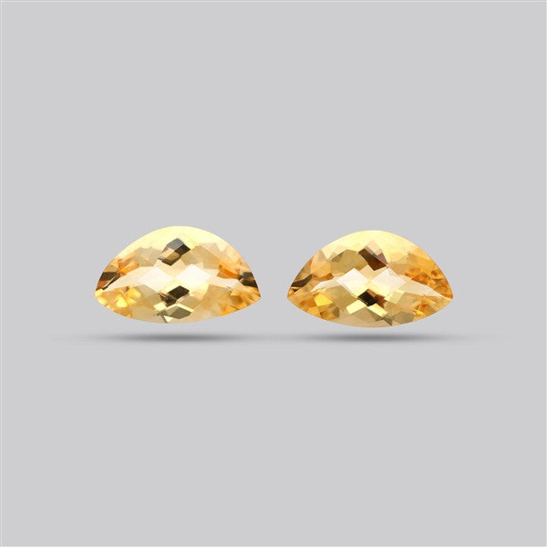 Citrine Checkerboard Cut Faceted Pair Fine Gemstone