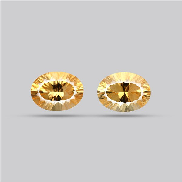 Millennium Cut Faceted Citrine Pair