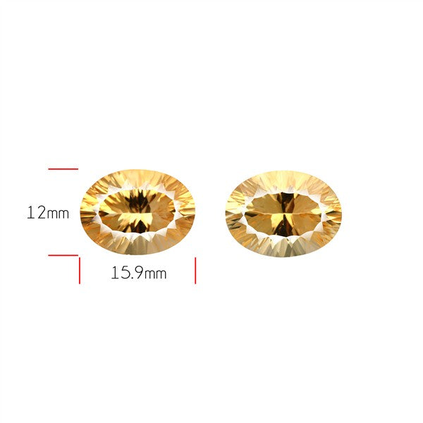 Millennium Cut Faceted Citrine Pair