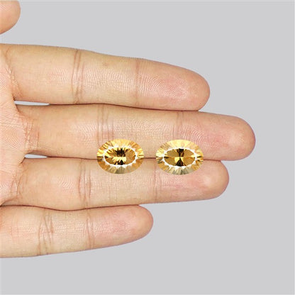 Millennium Cut Faceted Citrine Pair