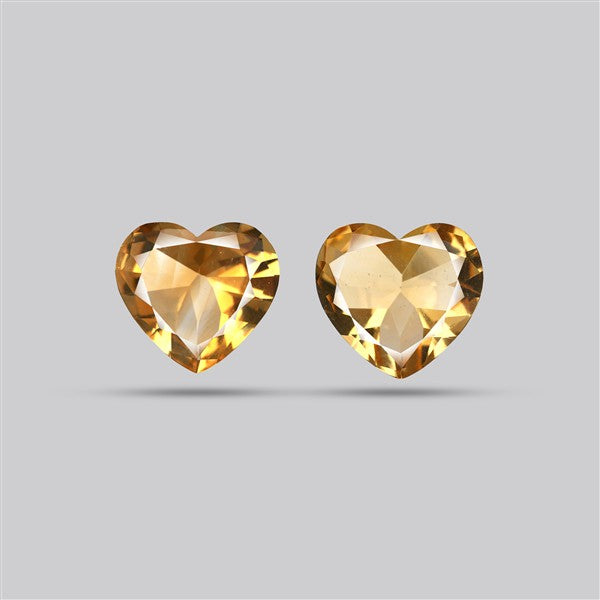 Faceted Citrine Hearts Pair