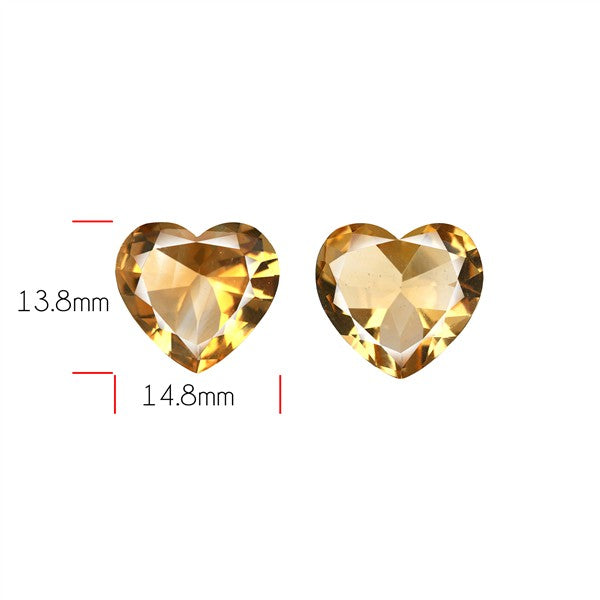 Faceted Citrine Hearts Pair