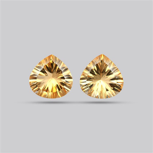 Millennium Cut Faceted Citrine Pair