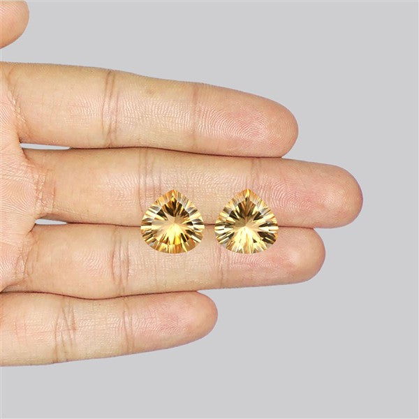 Millennium Cut Faceted Citrine Pair