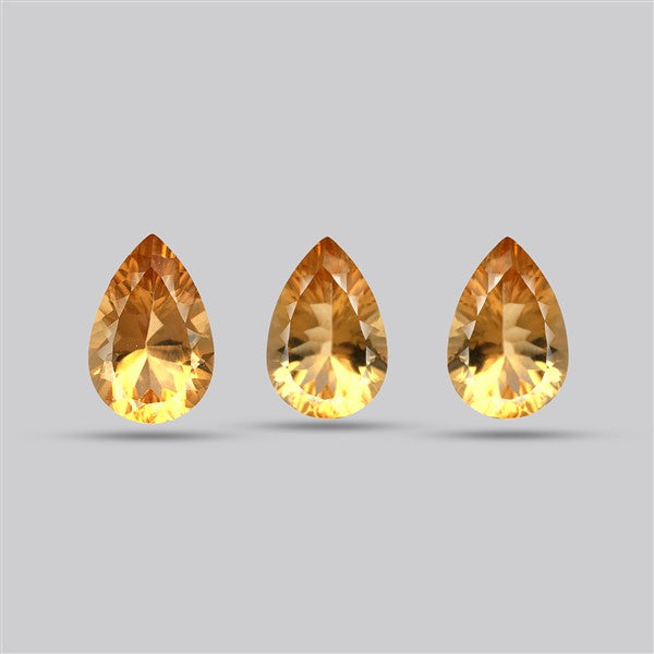Millennium Cut Citrine Faceted Fine Gemstone Set