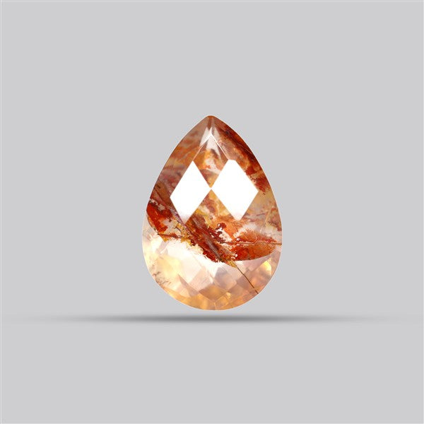Rare Iron Stained Quartz Faceted Fine Gemstone
