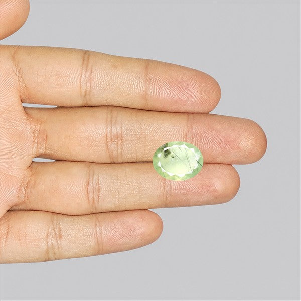 Prehnite with Epidote Green Faceted Fine Gemstone
