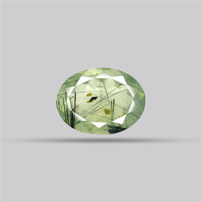 Prehnite with Epidote Green Faceted Fine Gemstone