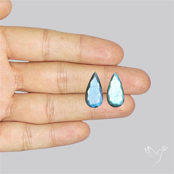 Faceted Blue Labradorites Pair