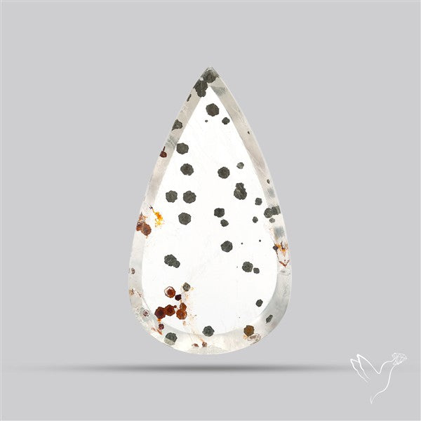 Rare Pyrite and Iron Included Quartz Cabochon