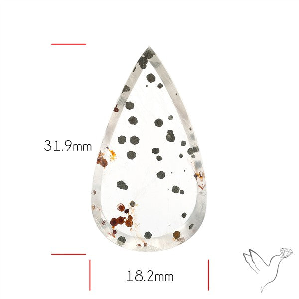 Rare Pyrite and Iron Included Quartz Cabochon