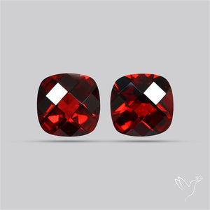Almandine Garnet (Pyrope) Checker Faceted Pair
