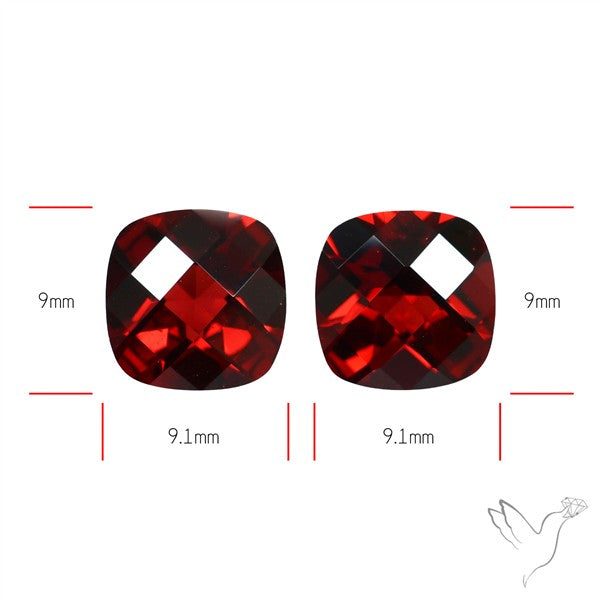 Almandine Garnet (Pyrope) Checker Faceted Pair