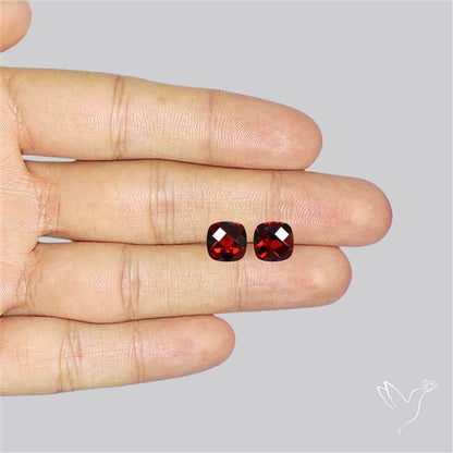 Almandine Garnet (Pyrope) Checker Faceted Pair