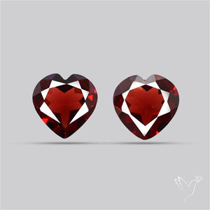 Almandine Garnet (Pyrope) Faceted Hearts Pair