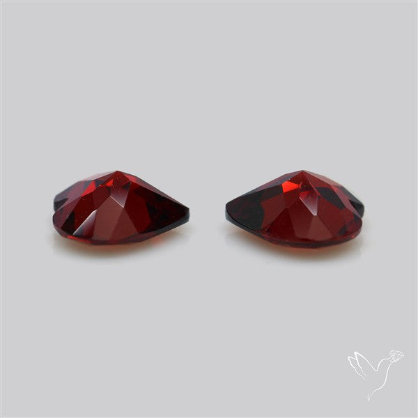 Almandine Garnet (Pyrope) Faceted Hearts Pair