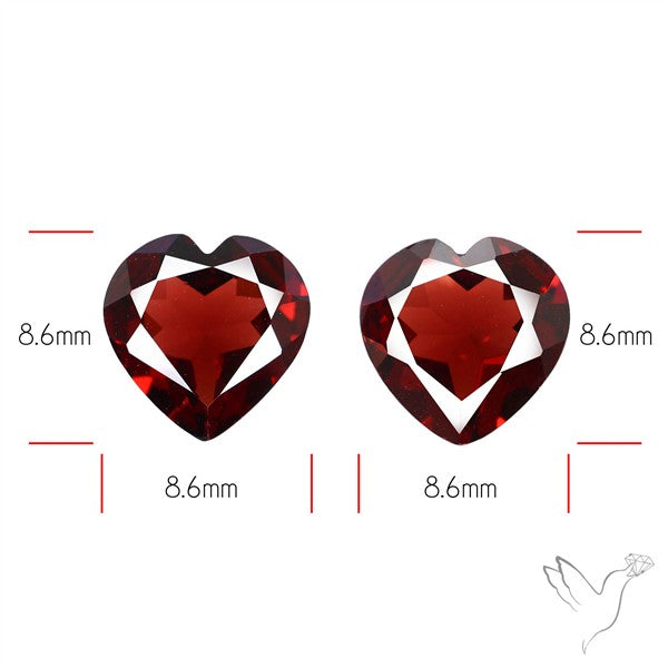 Almandine Garnet (Pyrope) Faceted Hearts Pair
