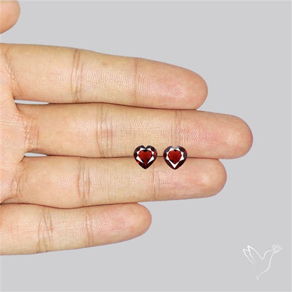 Almandine Garnet (Pyrope) Faceted Hearts Pair