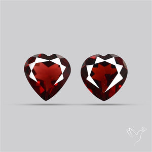Almandine Garnet (Pyrope) Faceted Hearts Pair