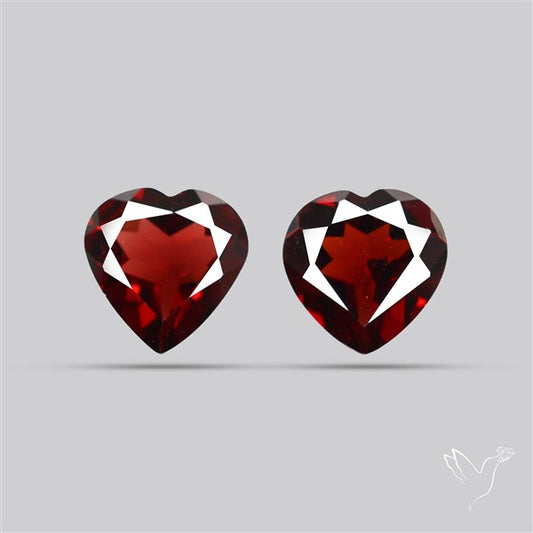 Almandine Garnet (Pyrope) Faceted Hearts Pair