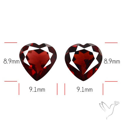 Almandine Garnet (Pyrope) Faceted Hearts Pair