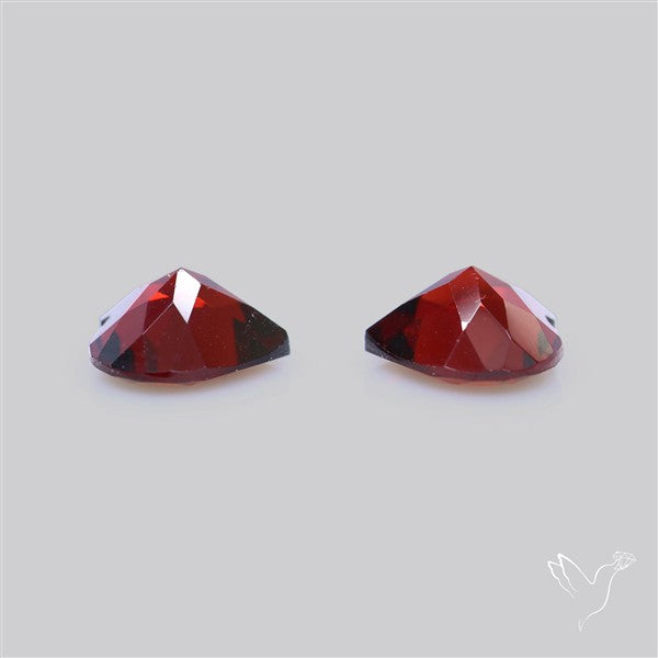 Almandine Garnet (Pyrope) Faceted Hearts Pair