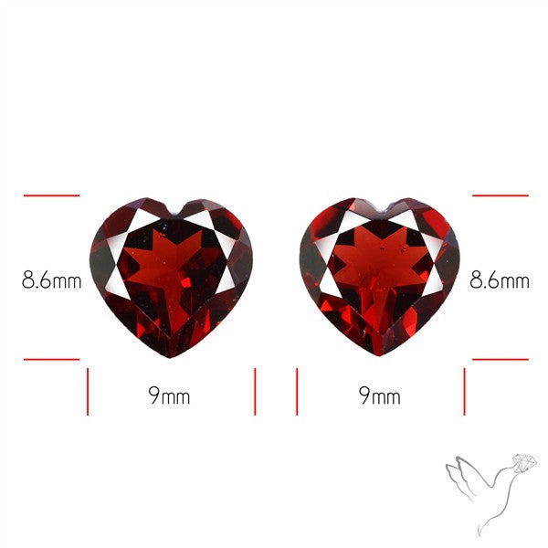 Almandine Garnet (Pyrope) Faceted Hearts Pair