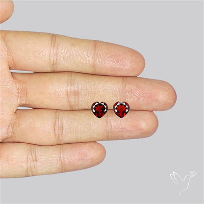 Almandine Garnet (Pyrope) Faceted Hearts Pair