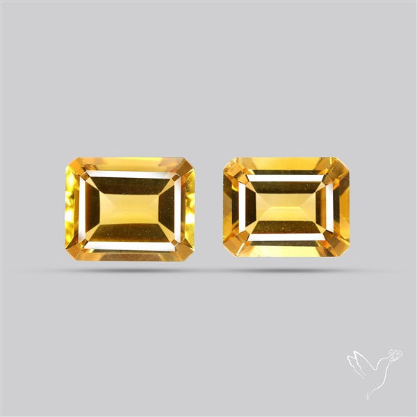 Faceted Citrine Pair Emerald Cut