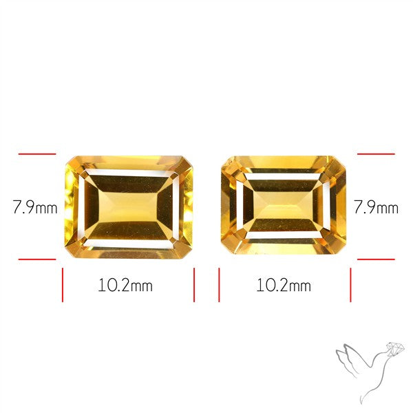 Faceted Citrine Pair Emerald Cut